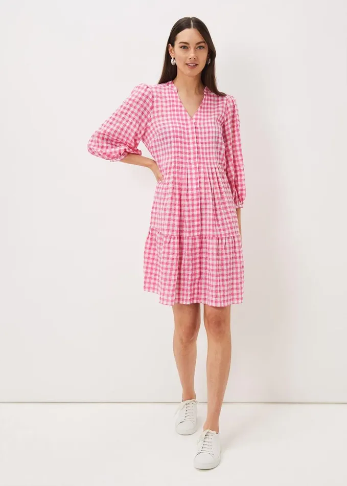Phase Eight Oona Gingham Swing Dress Pinkivory Women Dresses