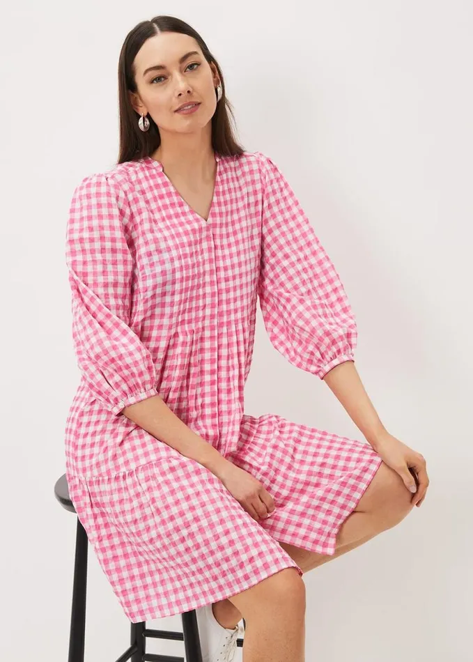 Phase Eight Oona Gingham Swing Dress Pinkivory Women Dresses