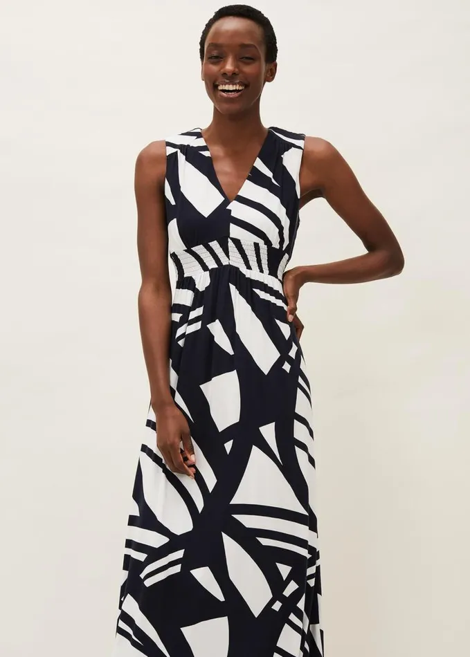 Phase Eight Ostia Abstract Stripe Maxi Dress Navywhite Women Dresses