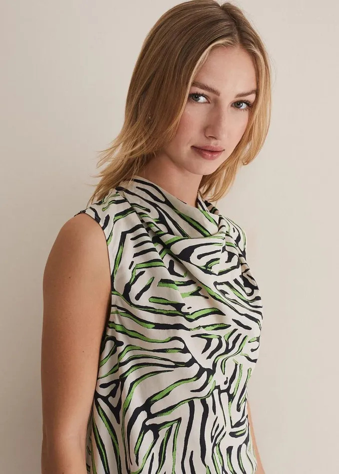 Phase Eight Paulette Zebra Print Cowl Neck Blouse Ivorymulti Women Shirts and Blouses