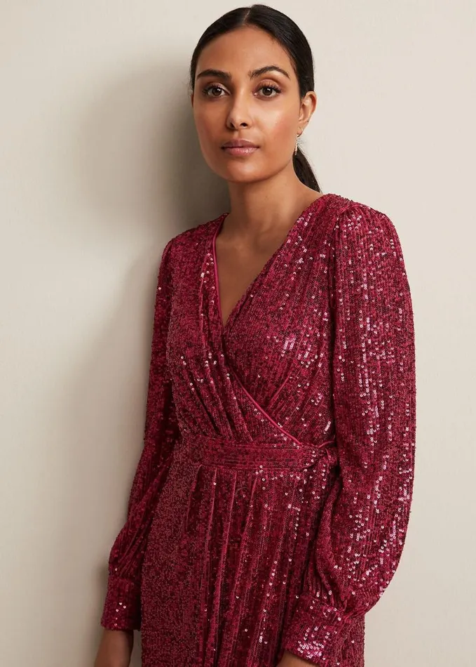 Phase Eight Petite Amily Pink Sequin Maxi Dress Pink Women Dresses
