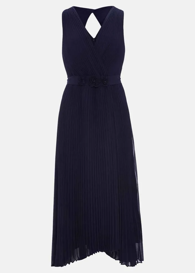 Phase Eight Petite Cressida Pleat Maxi Dress Navy Women Dresses