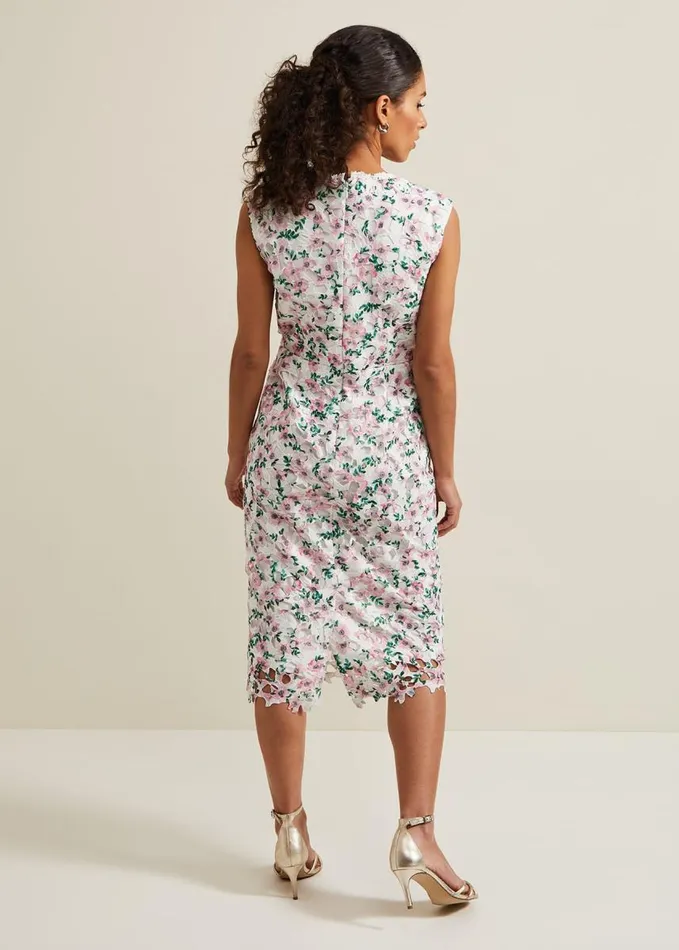 Phase Eight Petite Diana Floral Lace Midi Dress Multicoloured Women Dresses