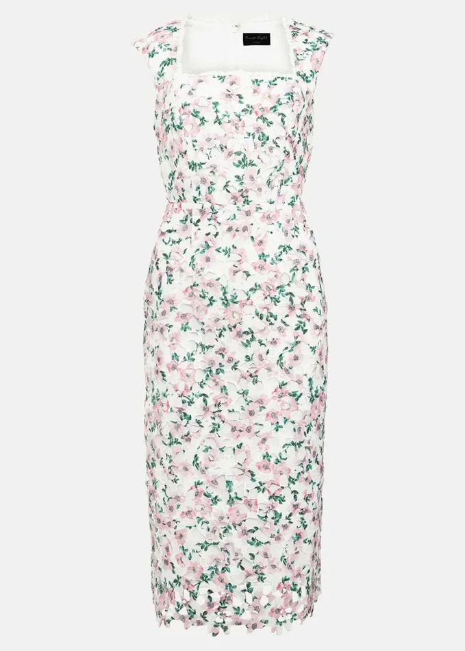 Phase Eight Petite Diana Floral Lace Midi Dress Multicoloured Women Dresses