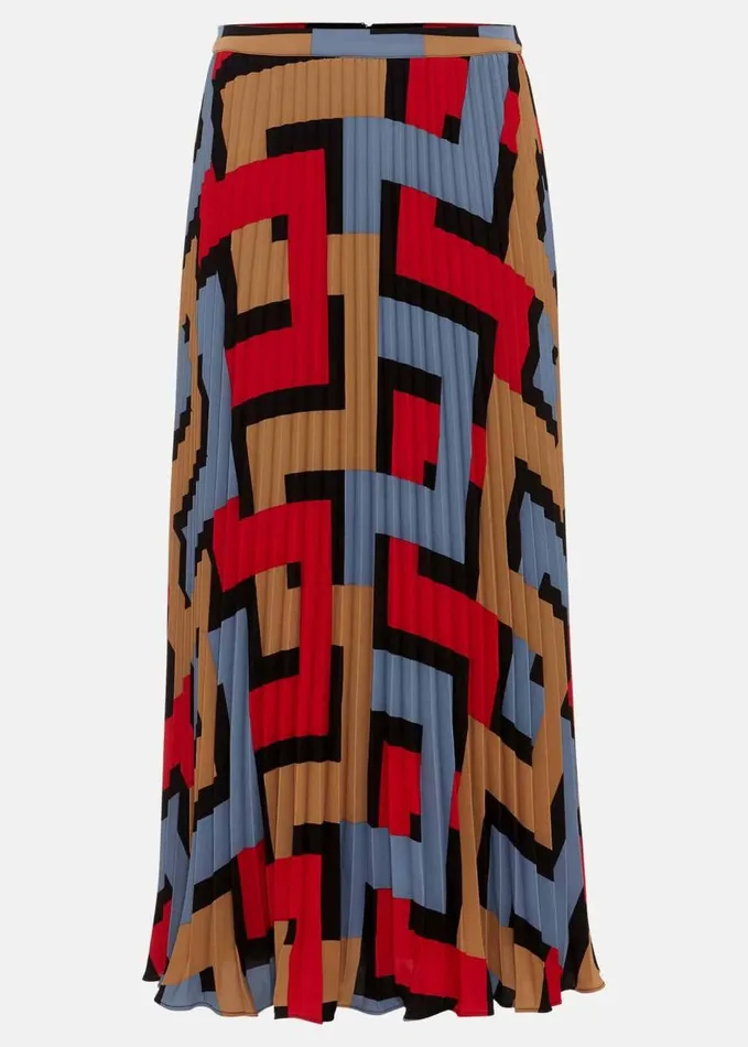 Phase Eight Petite Elmina Geo Pleated Midi Skirt Black Women Skirts