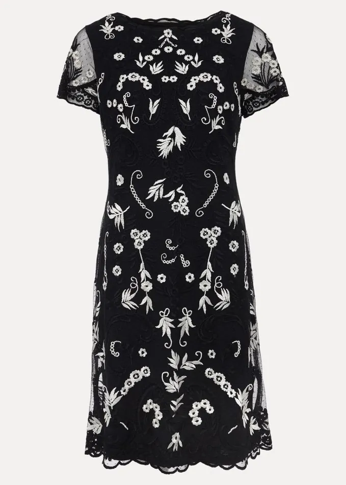 Phase Eight Petite Florisa Embroidered Dress Navy Women Dresses