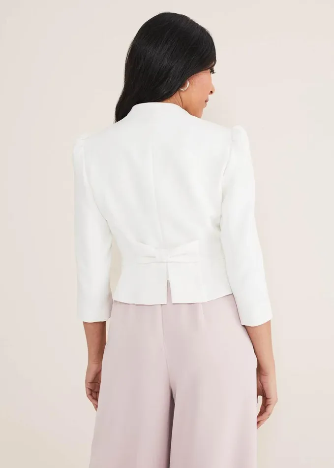 Phase Eight Petite Isabella Bow Jacket Ivory Women Jackets