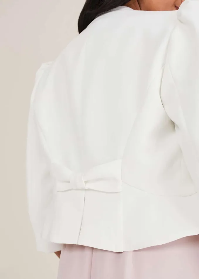 Phase Eight Petite Isabella Bow Jacket Ivory Women Jackets