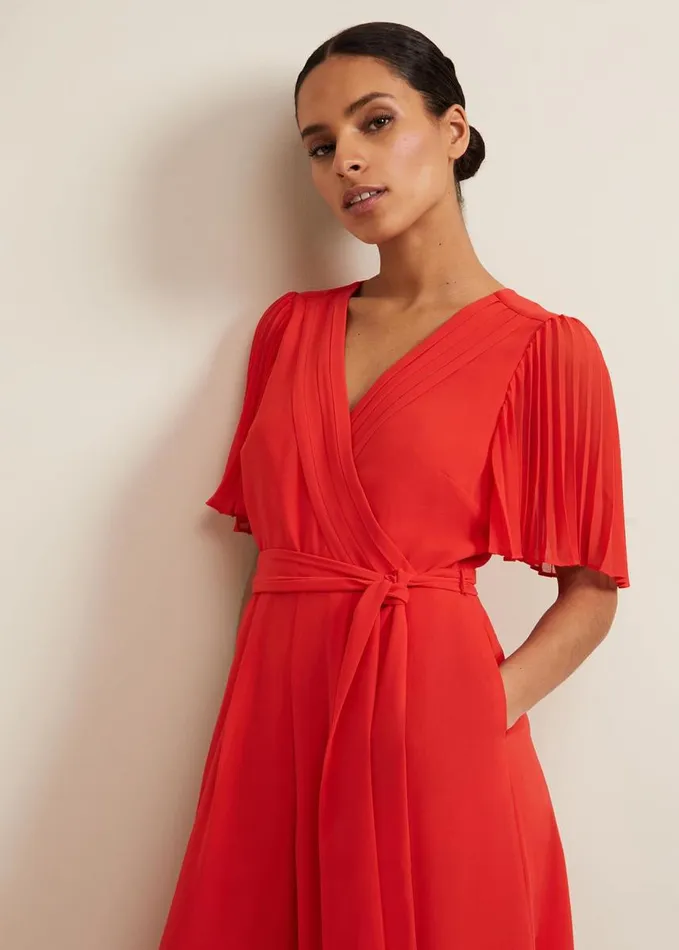 Phase Eight Petite Kendall Pleat Jumpsuit Orange Women Dresses