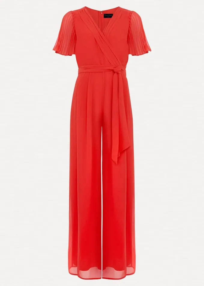 Phase Eight Petite Kendall Pleat Jumpsuit Orange Women Dresses