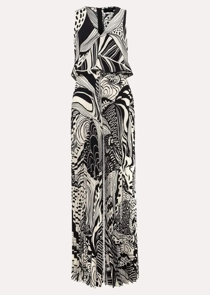 Phase Eight Petite Saskia Abstract Pleated Jumpsuit Black Women Dresses