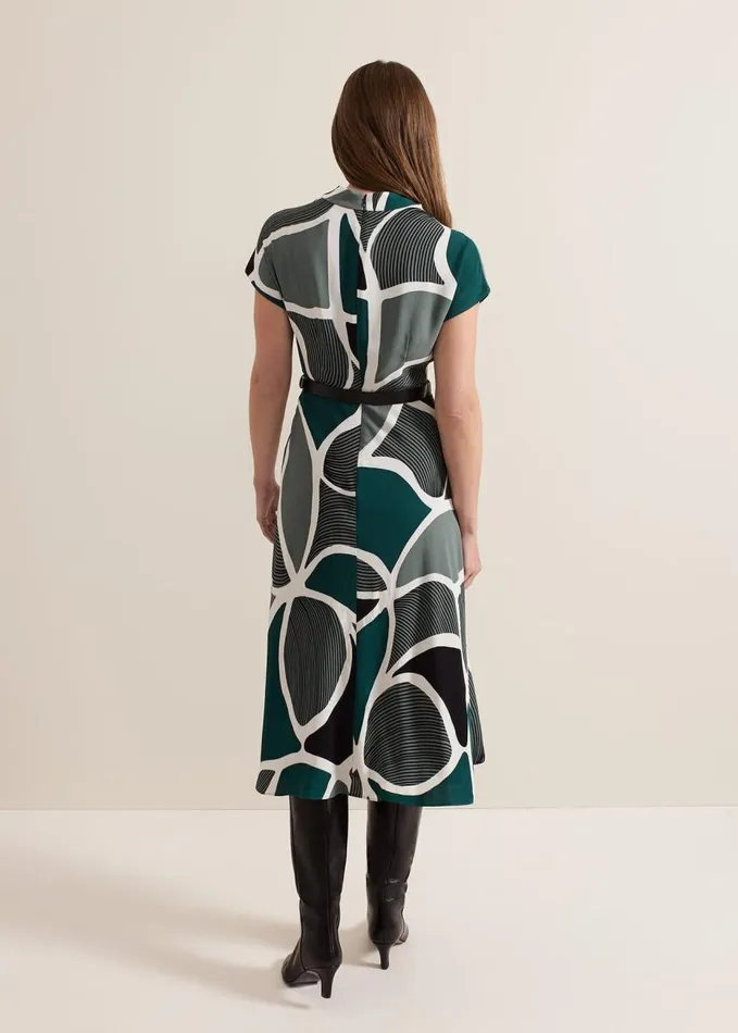 Phase Eight Petite Zaynab Swirl Cowl Neck Midi Dress Green Women Dresses