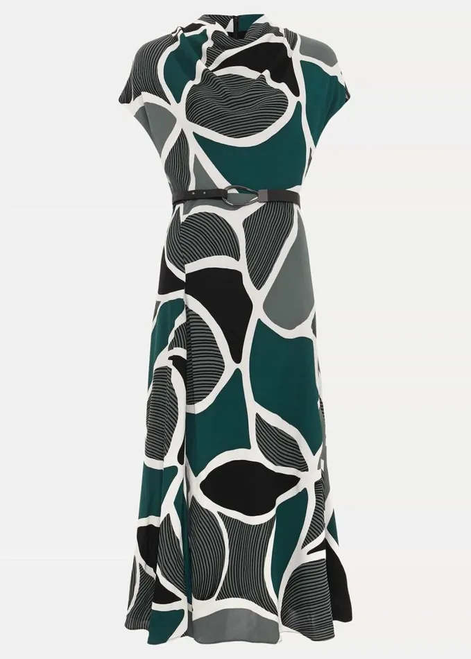Phase Eight Petite Zaynab Swirl Cowl Neck Midi Dress Green Women Dresses