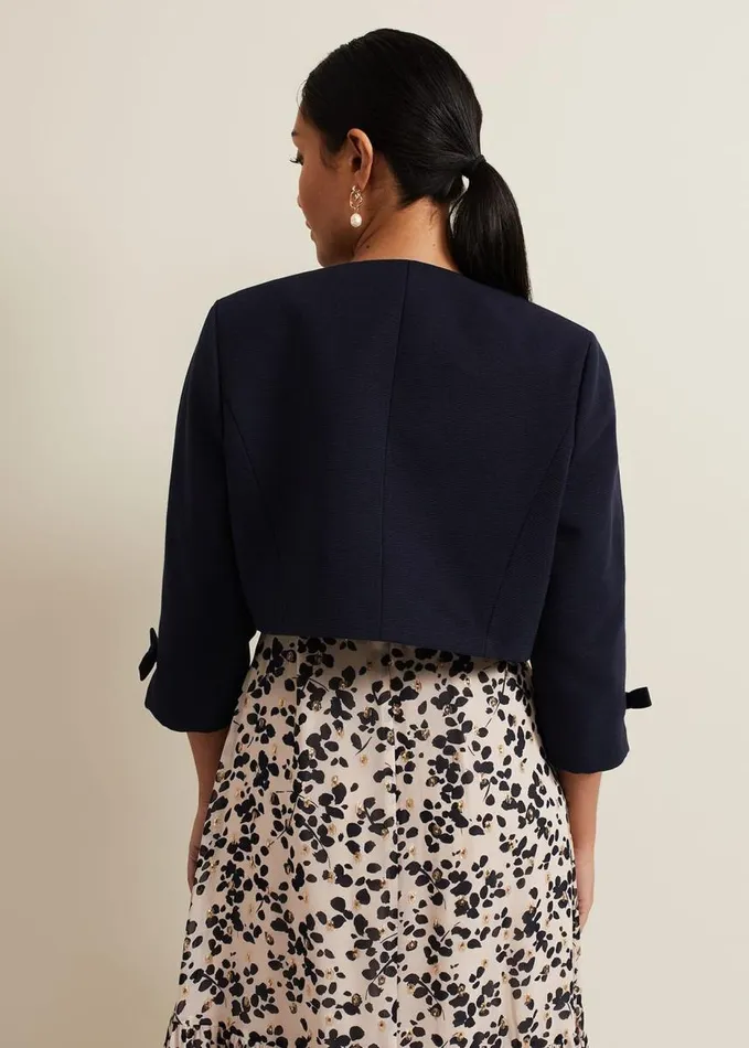 Phase Eight Petite Zoelle Bow Jacket Navy Women Jackets