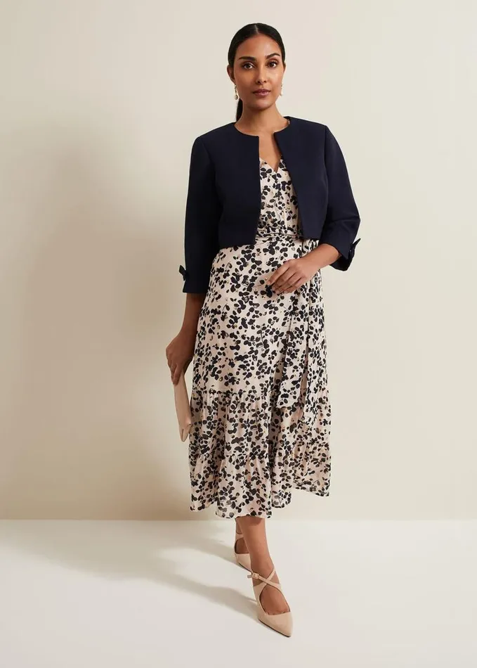 Phase Eight Petite Zoelle Bow Jacket Navy Women Jackets