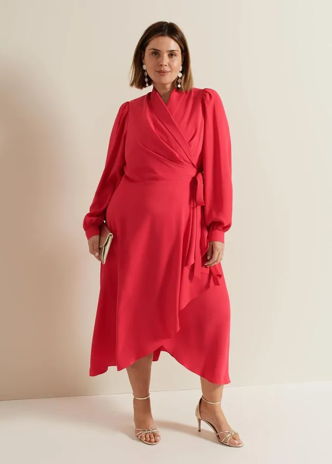 Phase Eight Philippa Long Sleeve Midi Dress Pink Women Dresses