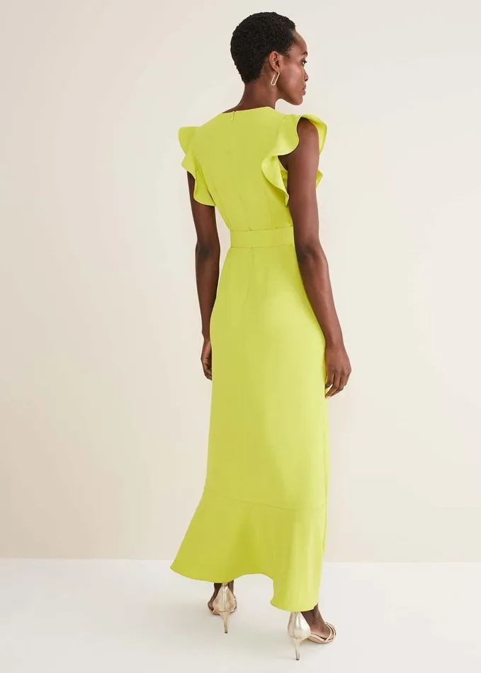 Phase Eight Phoebe Frill Maxi Dress Lime Women Dresses