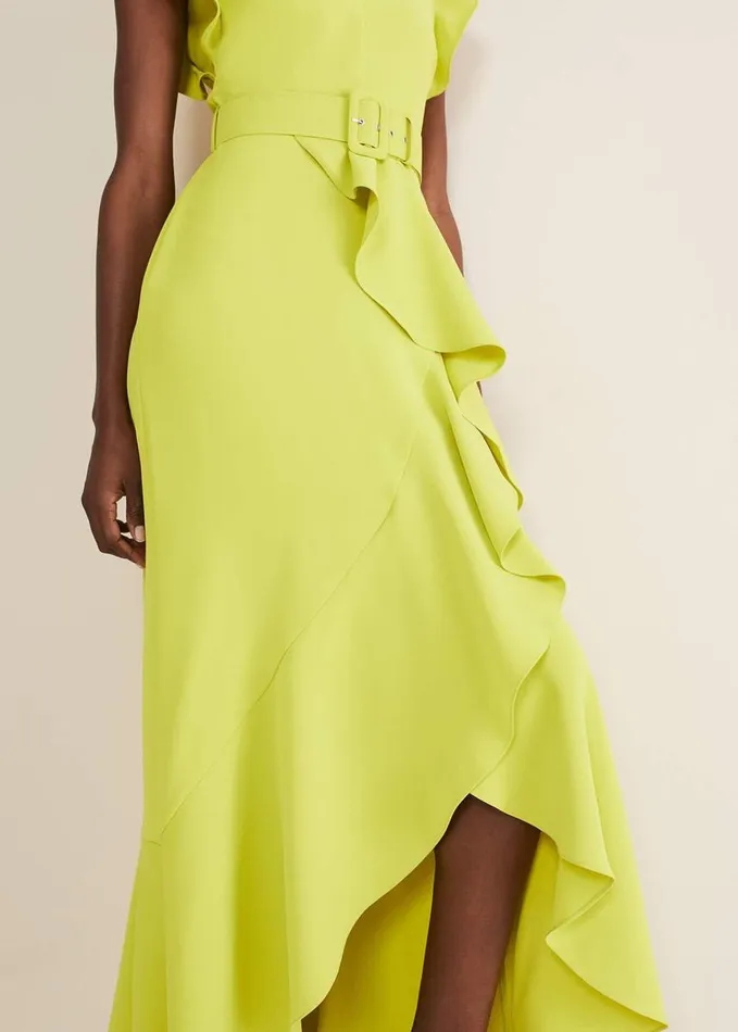 Phase Eight Phoebe Frill Maxi Dress Lime Women Dresses