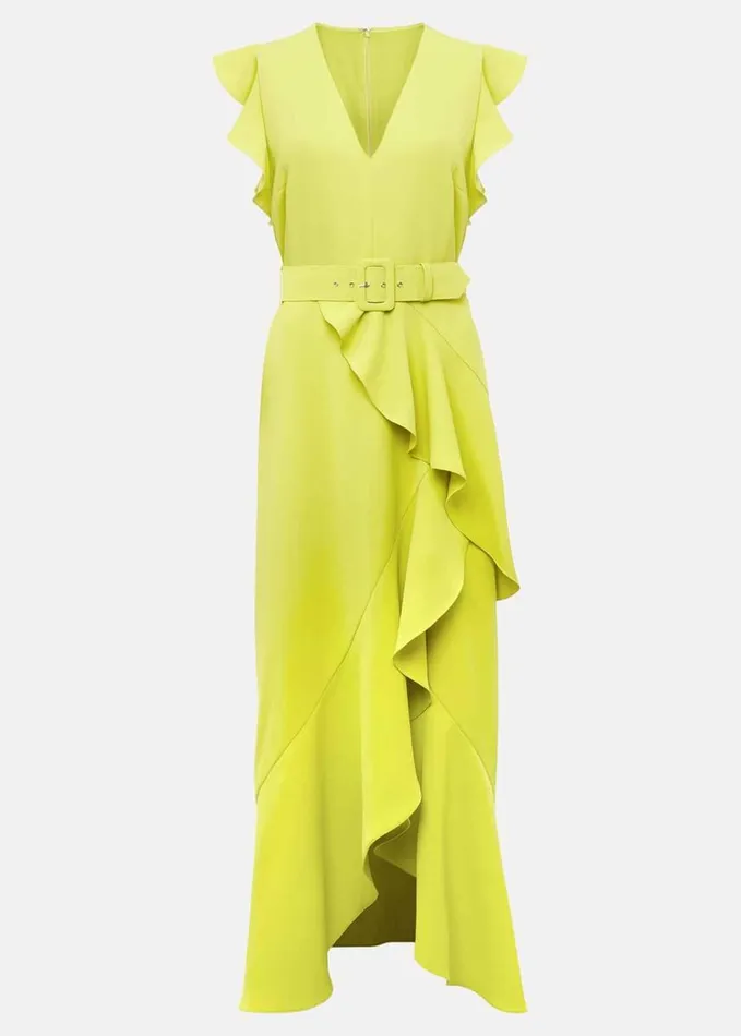 Phase Eight Phoebe Frill Maxi Dress Lime Women Dresses