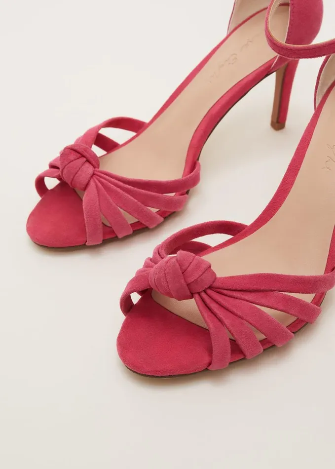 Phase Eight Pink Suede Open Toe Heels Raspberry Women Occasion Shoes