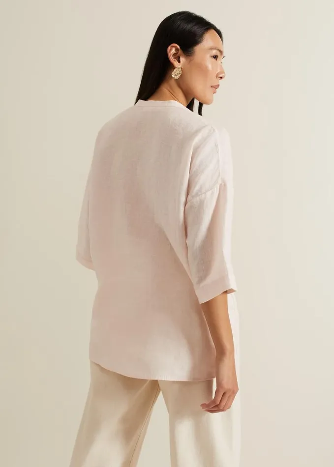 Phase Eight Posie Button Front Linen Shirt Pink Women Shirts and Blouses