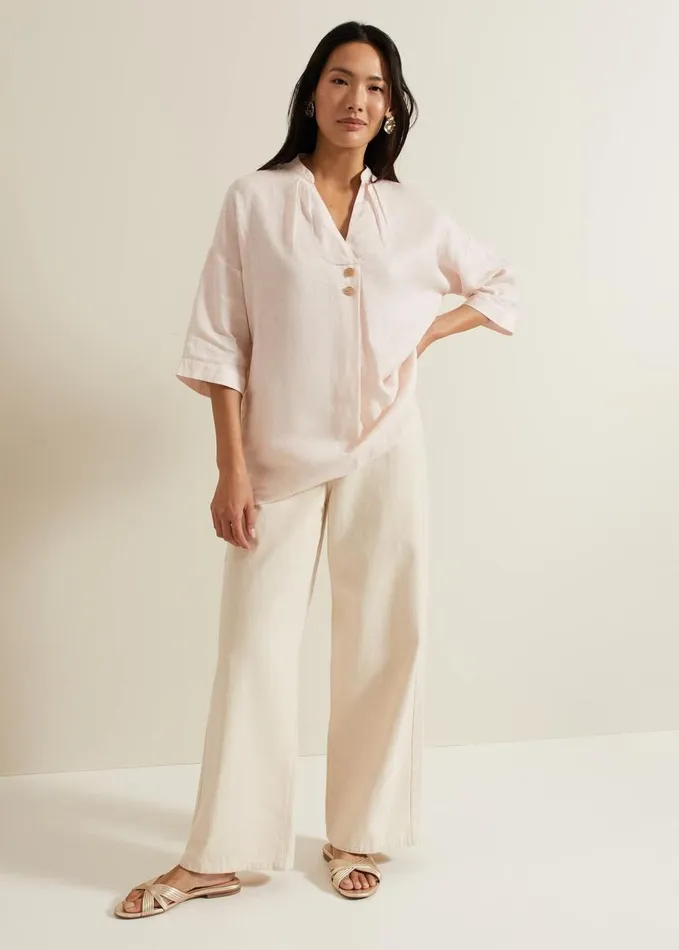 Phase Eight Posie Button Front Linen Shirt Pink Women Shirts and Blouses