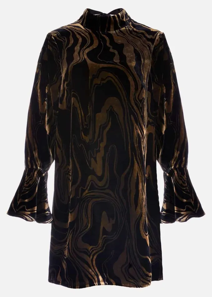 Phase Eight Rayna Velvet Swirl Mini Dress Black Women Dresses
