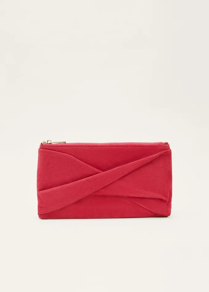Phase Eight Red Suede Clutch Bag Lipstick Women Bags and Clutches