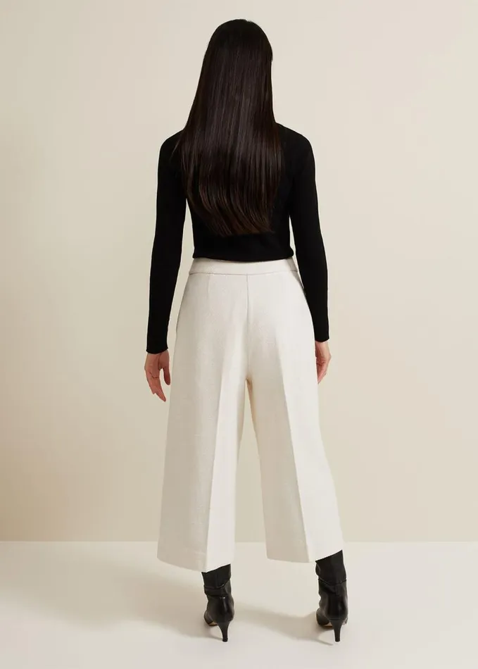 Phase Eight Ripley Boucle Culotte Ivory Women Trousers