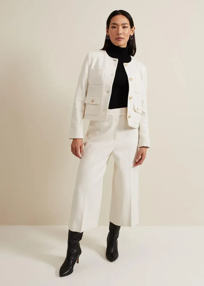 Phase Eight Ripley Boucle Culotte Ivory Women Trousers