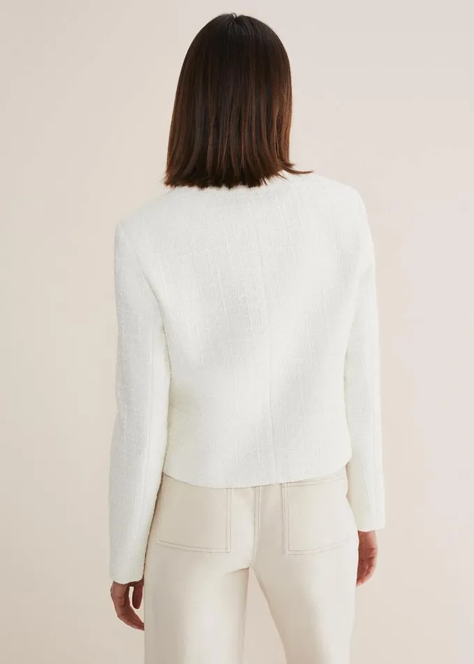 Phase Eight Ripley Tweed Jacket Ivory Women Jackets