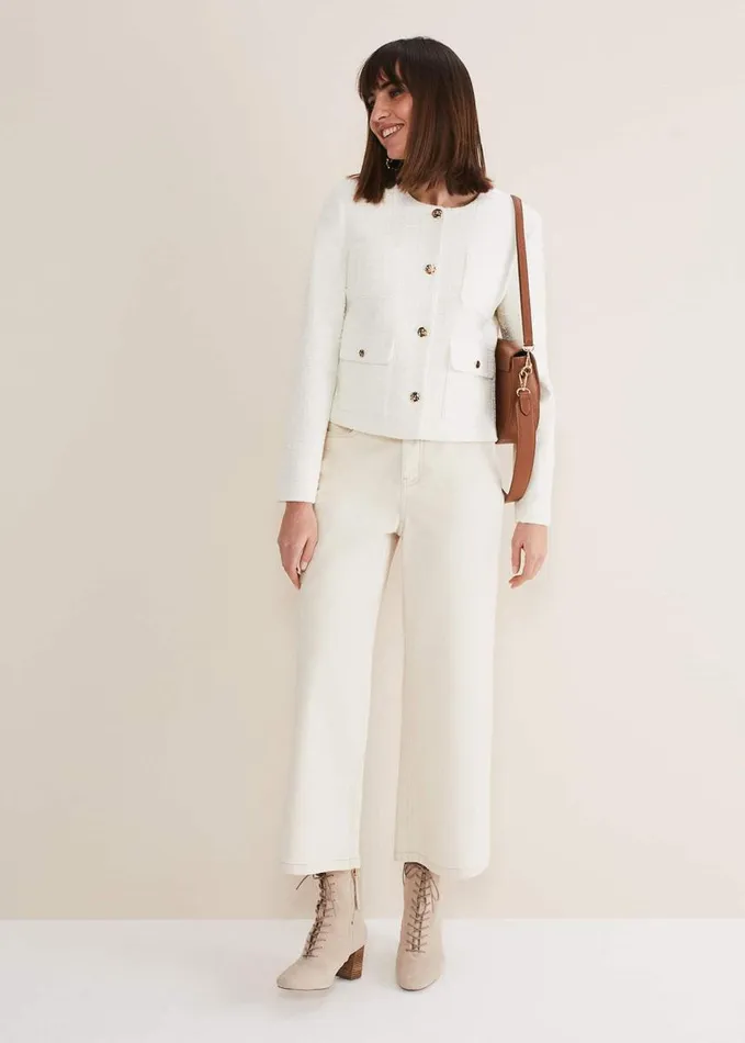 Phase Eight Ripley Tweed Jacket Ivory Women Jackets