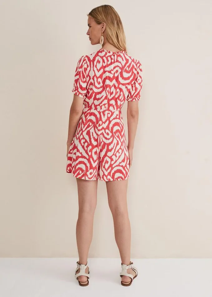 Phase Eight Rolanda Printed Playsuit Coralcream Women Dresses