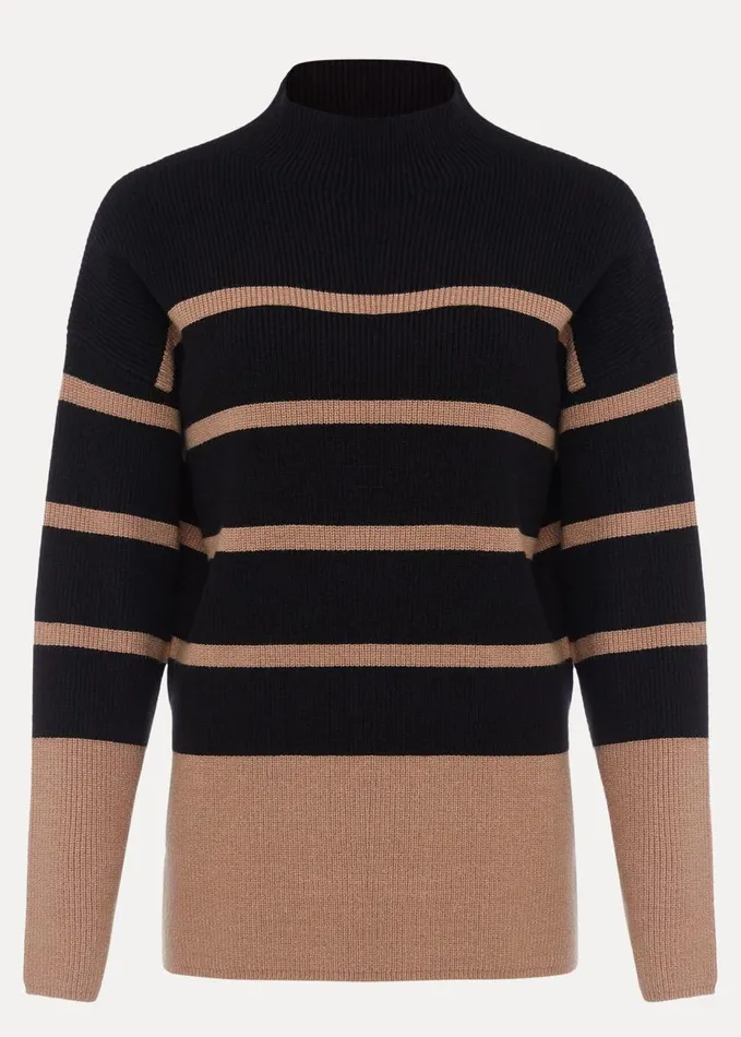 Phase Eight Romy Cosy Stripe Colour Block Knit Blackcamel Women Knitwear