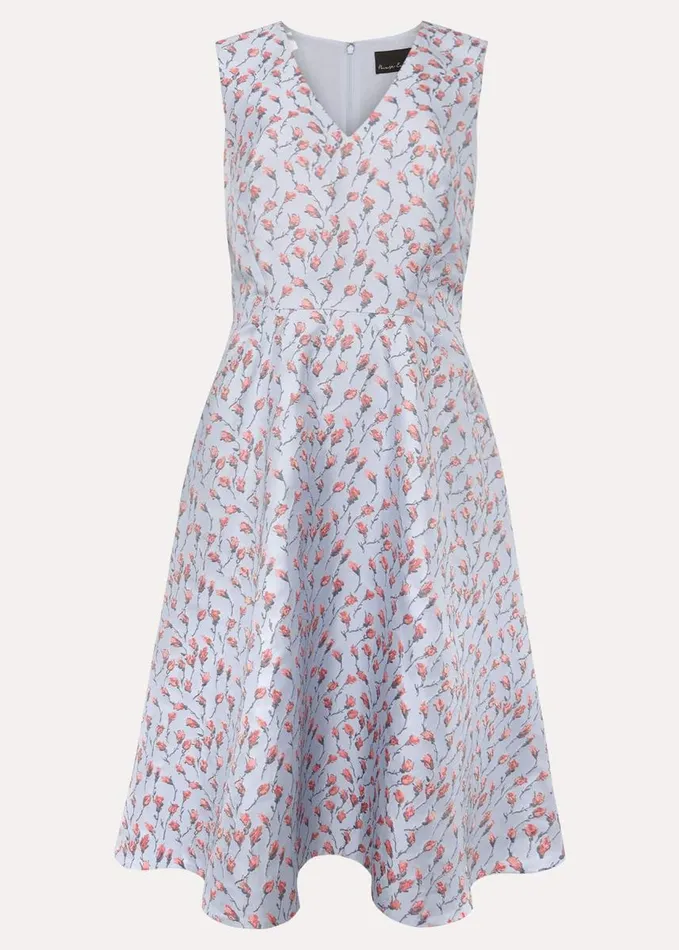 Phase Eight Rosebud Jacquard Fit And Flare Dress Arctic Bluepink Women Dresses