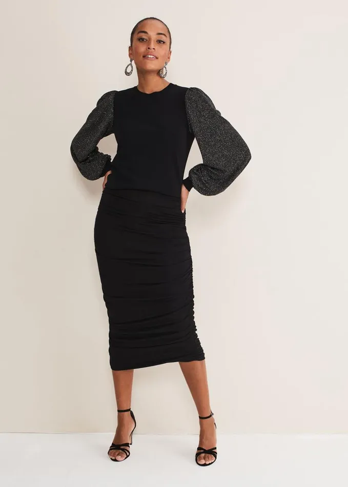 Phase Eight Rosen Disco Sleeve Knit Black Women Knitwear