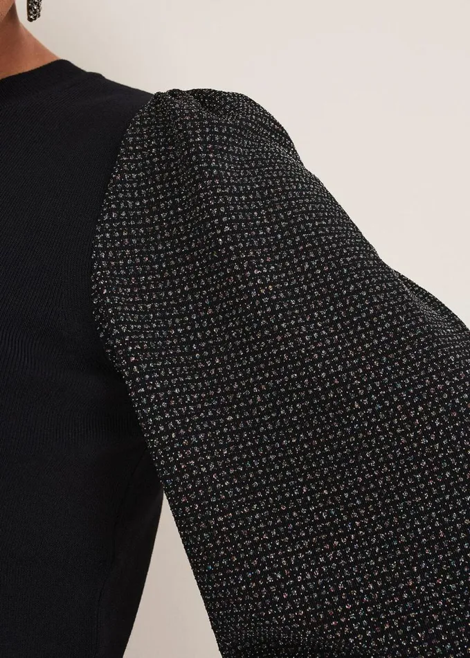 Phase Eight Rosen Disco Sleeve Knit Black Women Knitwear