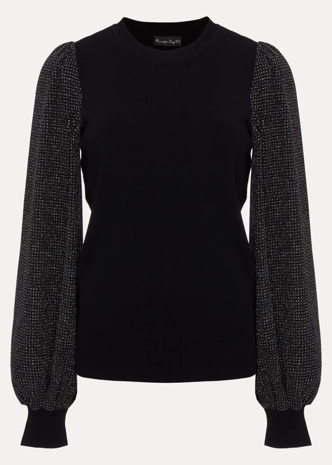 Phase Eight Rosen Disco Sleeve Knit Black Women Knitwear