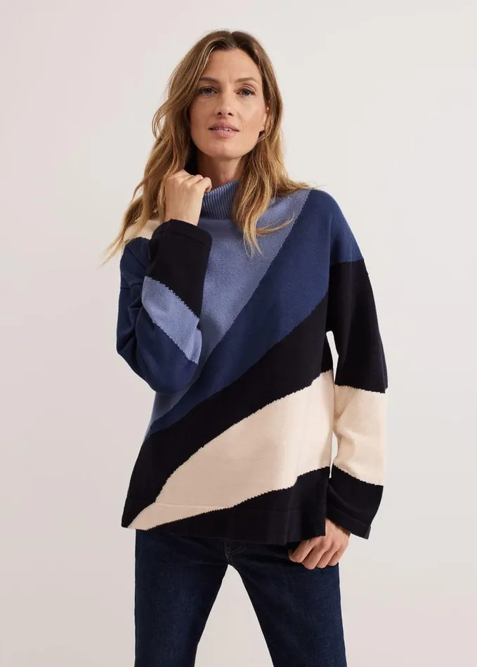 Phase Eight Sabrina Swirl Jacqaurd Jumper Navy Women Knitwear
