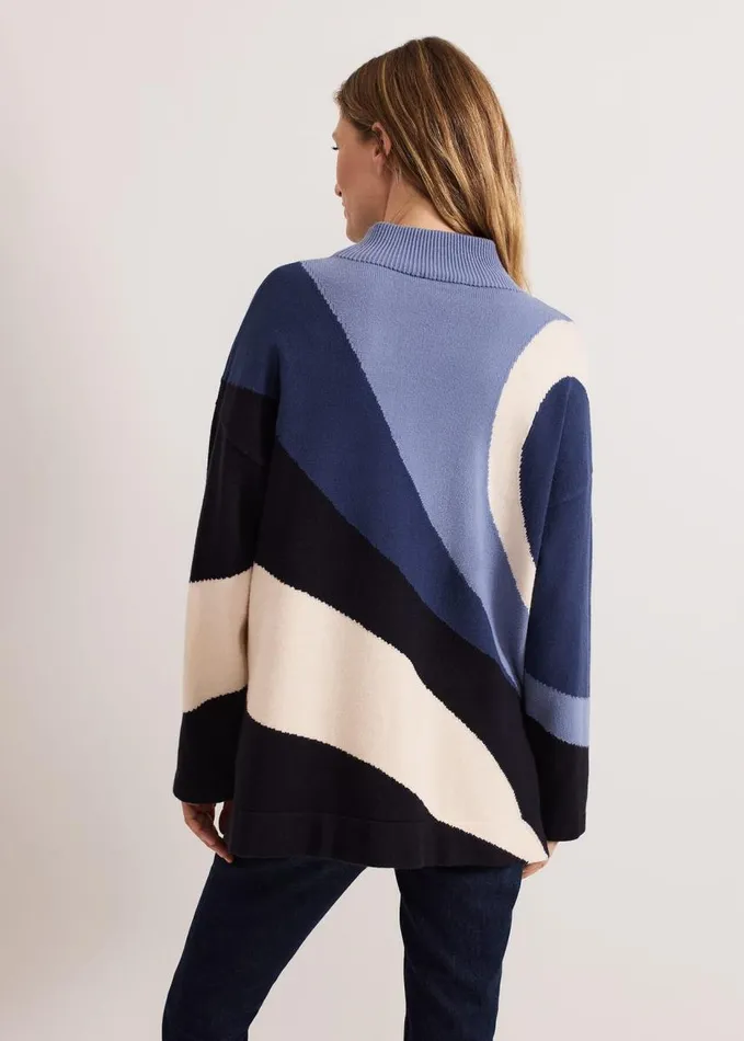 Phase Eight Sabrina Swirl Jacqaurd Jumper Navy Women Knitwear