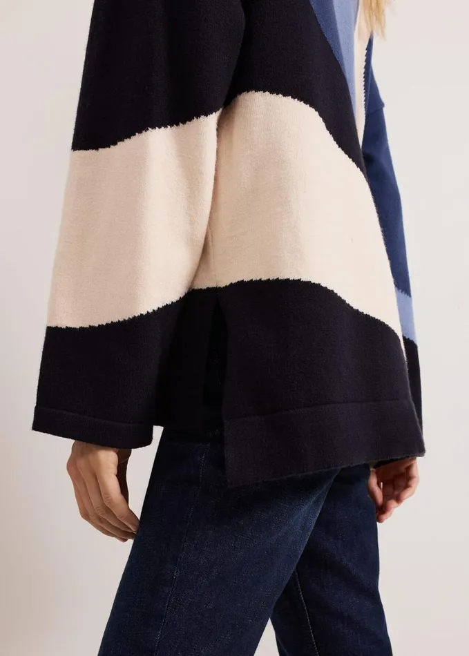 Phase Eight Sabrina Swirl Jacqaurd Jumper Navy Women Knitwear