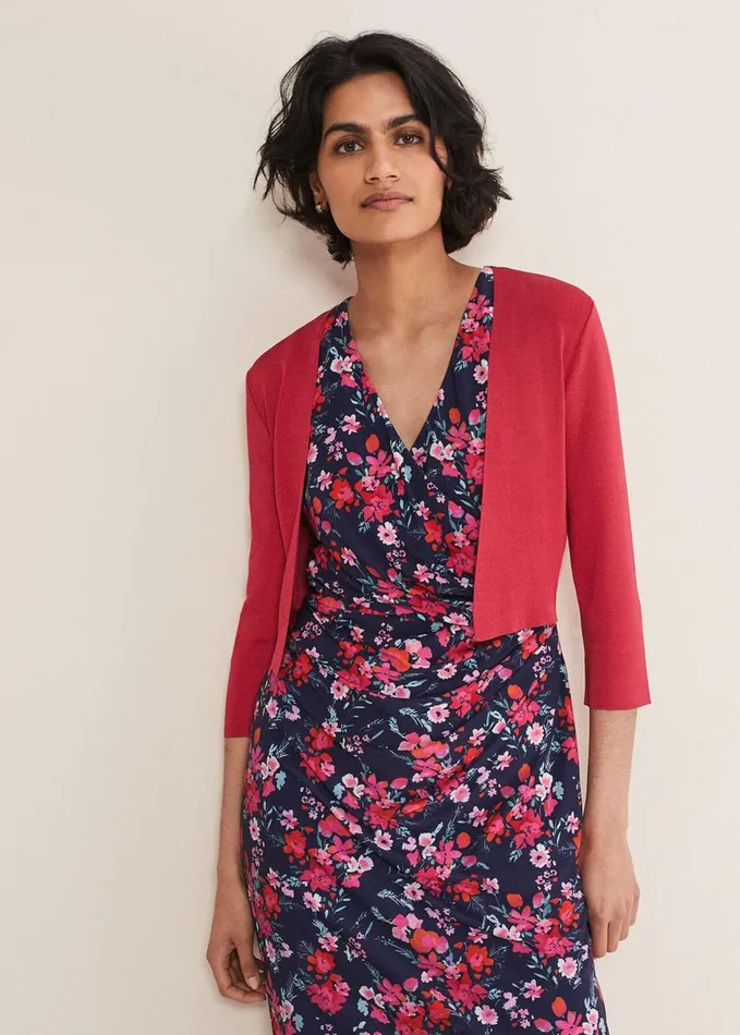 Phase Eight Salma Lightweight Knitted Jacket Raspberry Women Knitwear
