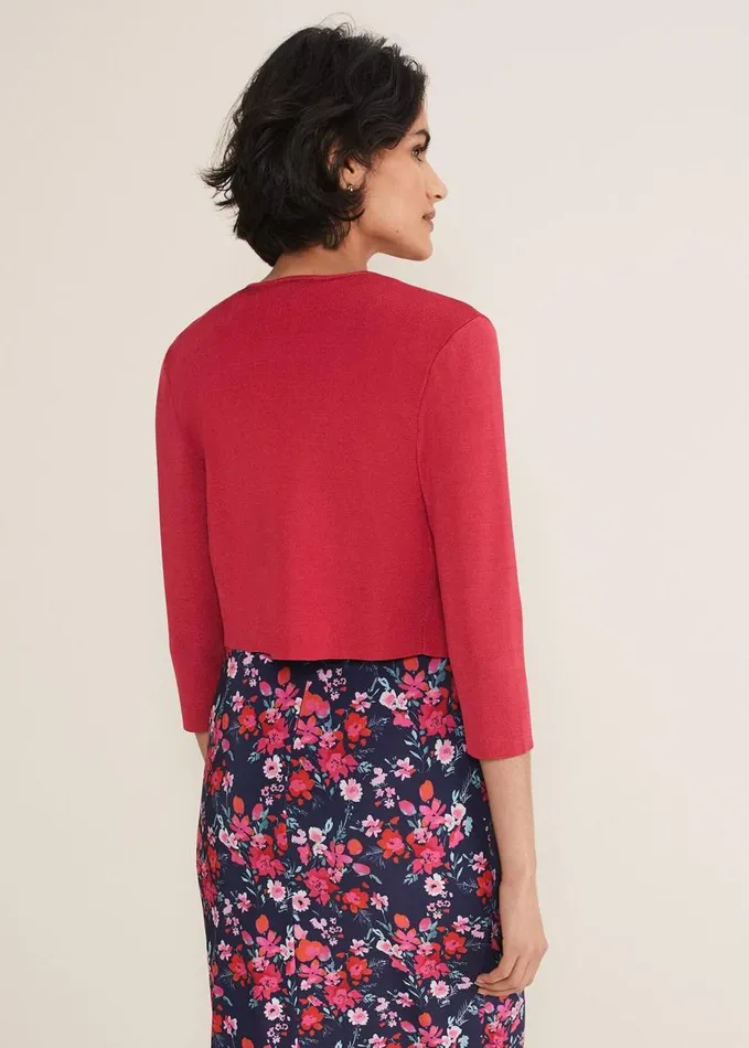Phase Eight Salma Lightweight Knitted Jacket Raspberry Women Knitwear