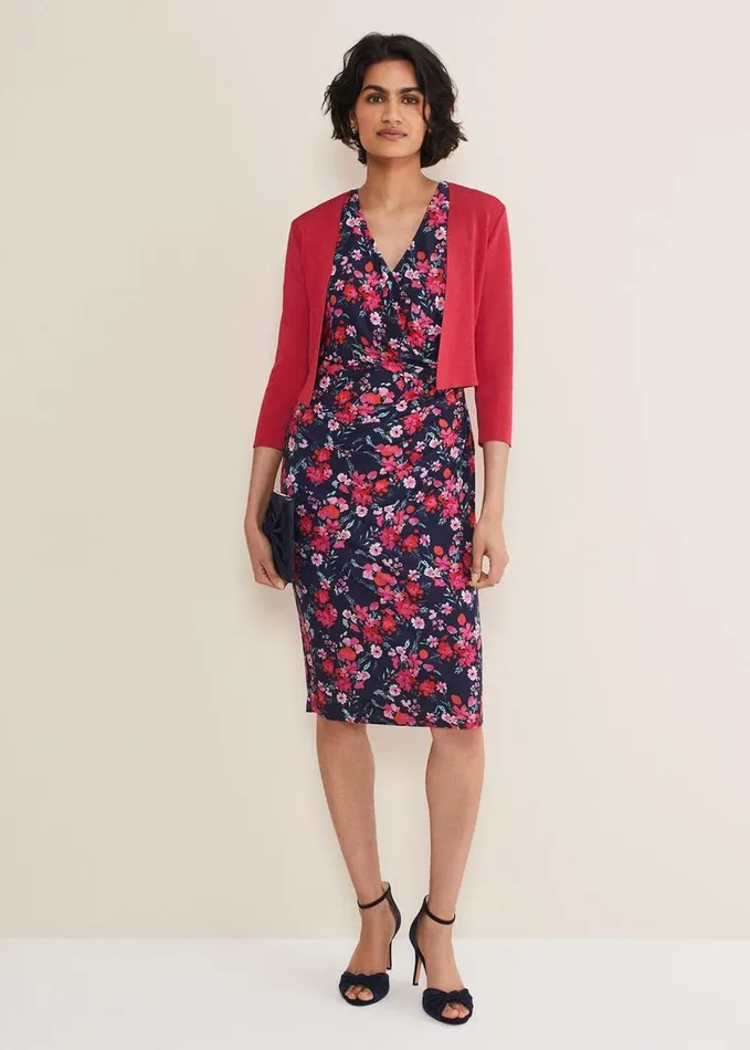Phase Eight Salma Lightweight Knitted Jacket Raspberry Women Knitwear