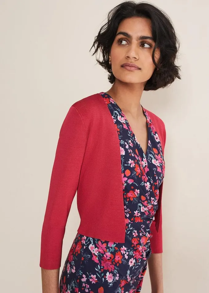 Phase Eight Salma Lightweight Knitted Jacket Raspberry Women Knitwear