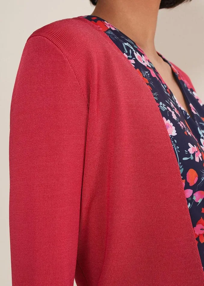 Phase Eight Salma Lightweight Knitted Jacket Raspberry Women Knitwear