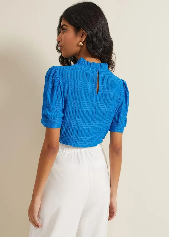 Phase Eight Samiha Textured Top Blue Women Tops and TShirts
