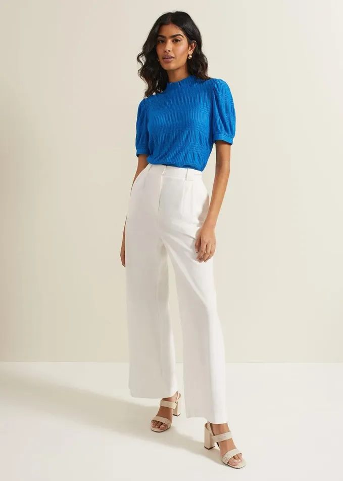 Phase Eight Samiha Textured Top Blue Women Tops and TShirts