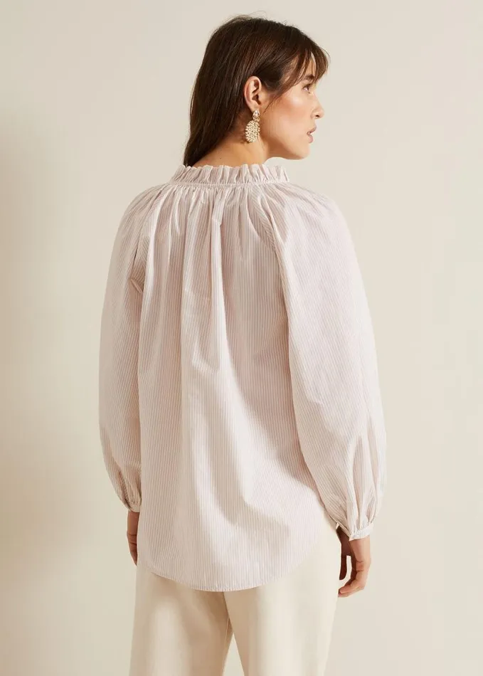 Phase Eight Seraphina Stripe Frill Shirt Neutral Women Shirts and Blouses
