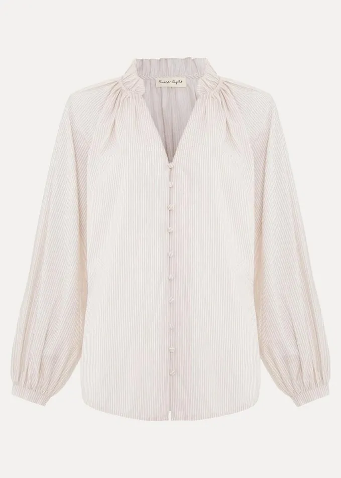 Phase Eight Seraphina Stripe Frill Shirt Neutral Women Shirts and Blouses